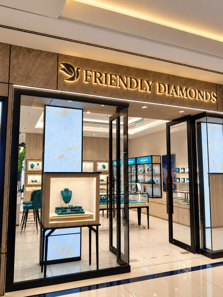 Friendly Diamonds jewelry showroom interior with custom display counters by TIB Retail