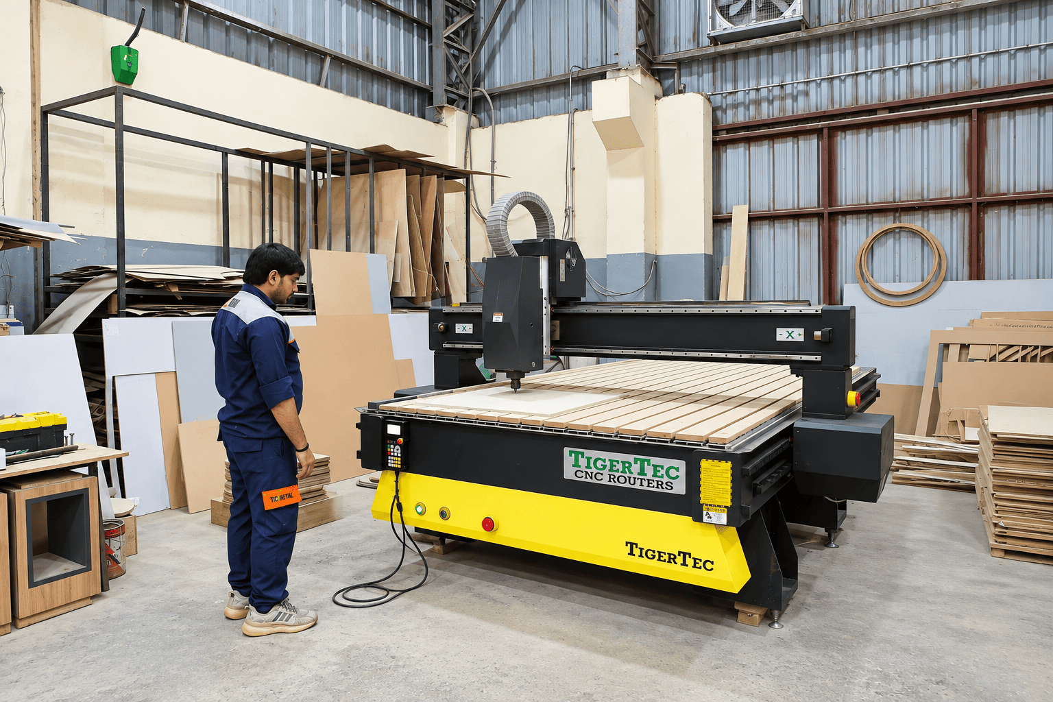 Industrial CNC Router Workshop Scene