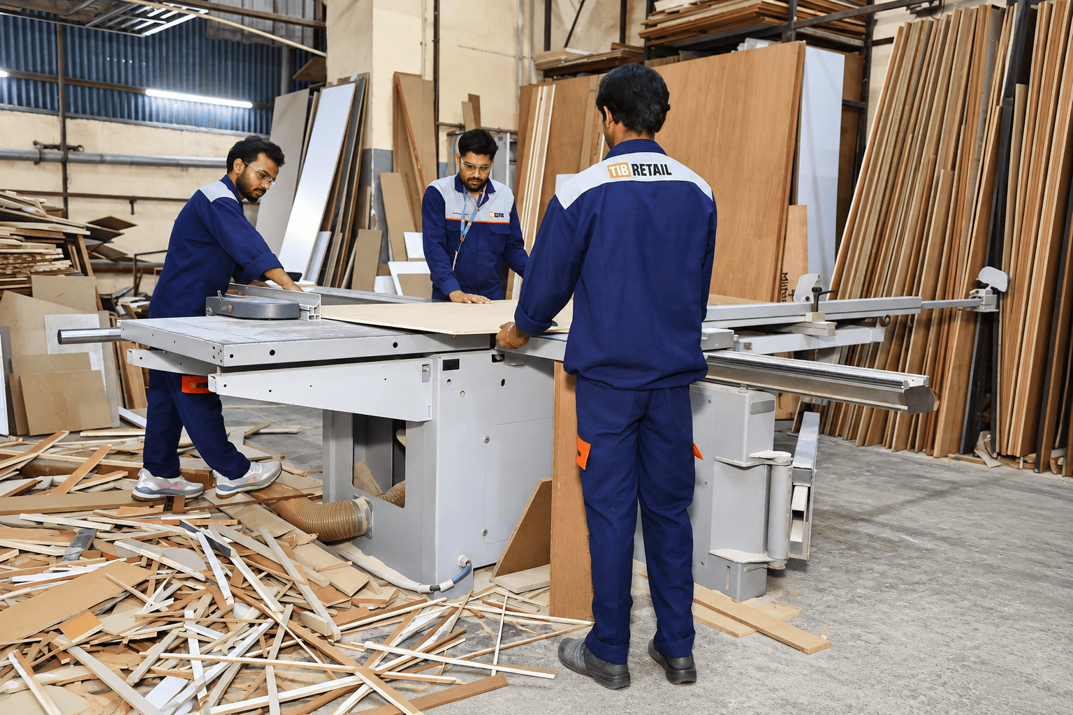 Industrial Woodshop Team at Work